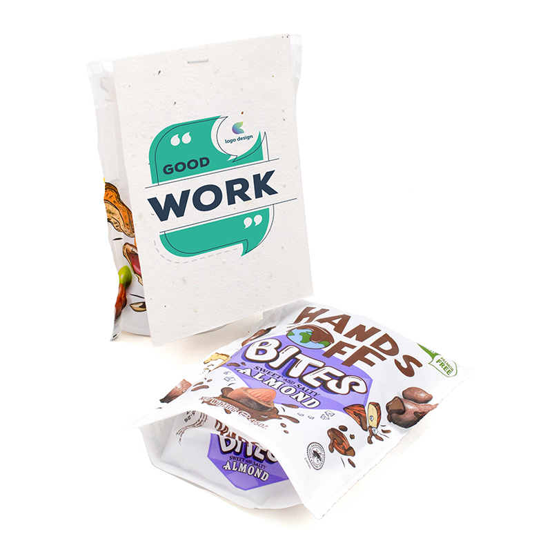 Hands Off bites met groeipapier kaartje