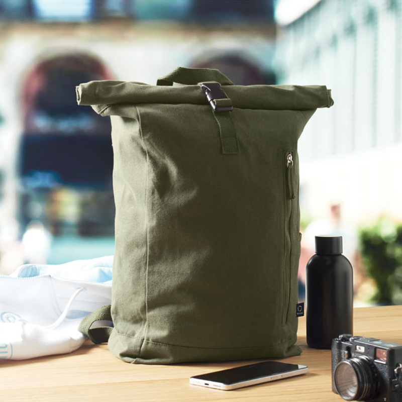 Rolltop rugzak gerecycled katoen - Afbeelding 4