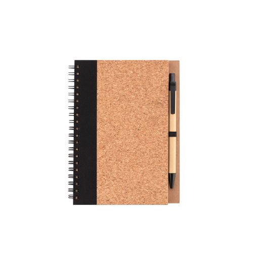 Kurk notitieboek met balpen gerecycled karton - Afbeelding 1