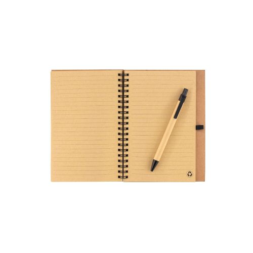 Kurk notitieboek met balpen gerecycled karton - Afbeelding 2